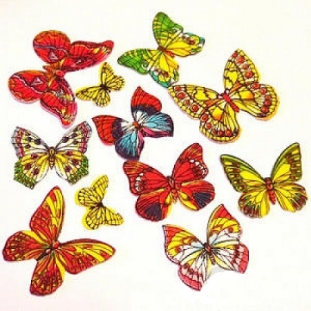 Вафельные бабочки цветные с рисунком 10 шт