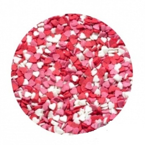 Сердечки Красно-бело-розовые мелкие 100 гр