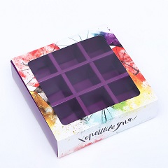 Коробка на 9 конфет с окном Зонтики 14.5 х 14.5 х 3.5 см