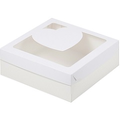 Коробка для зефира и печенья с окошком Белая 20х20х7 см