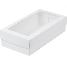 Коробка для кондитерских изделий и макарунс Белая 21х11х5.5 см