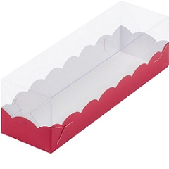 Коробка для Макарунс красная с прозрачной крышкой
