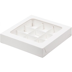 Коробка на 9 конфет Белая 15.5х15.5х3 см