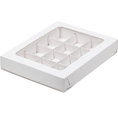 Коробка на 12 конфет Белая 19х15х3 см