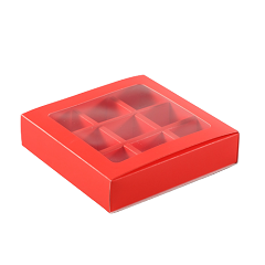 Коробка на 9 конфет красная