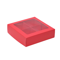 Коробка на 4 конфеты красная