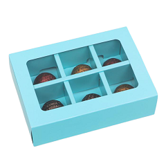Коробка на 6 конфет голубая