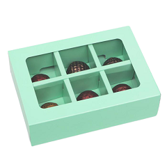 Коробка на 6 конфет мята 13,7х9,85х3,86 см
