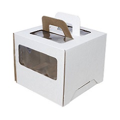 Коробка для торта 24х24х13 см с ручками белая