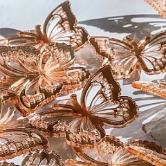 Бабочки акриловые для декора, розовое золото 10 шт.