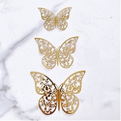 Бабочки для декора золотые набор №1 12 шт