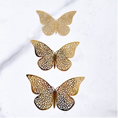 Бабочки для декора золотые набор №3 12 шт