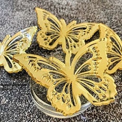 Бабочки акриловые для декора, золотые 10 шт.