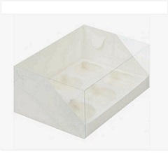 Коробка на 6 капкейков с прозрачной крышкой Белая