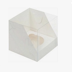 Коробка на 1 капкейк с прозрачной крышкой Белая